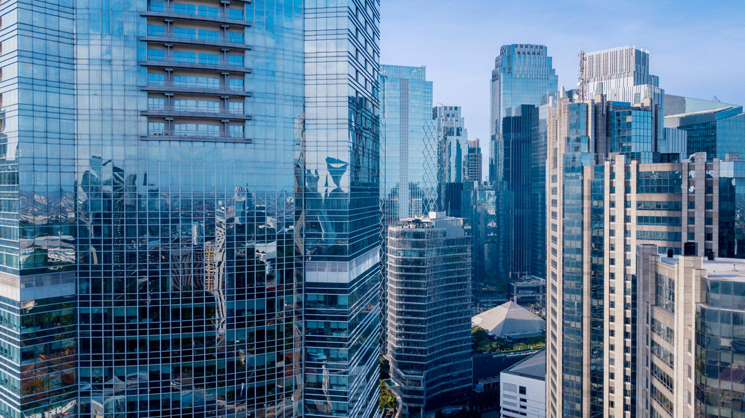 Modern Office Buildings under Blue Sky